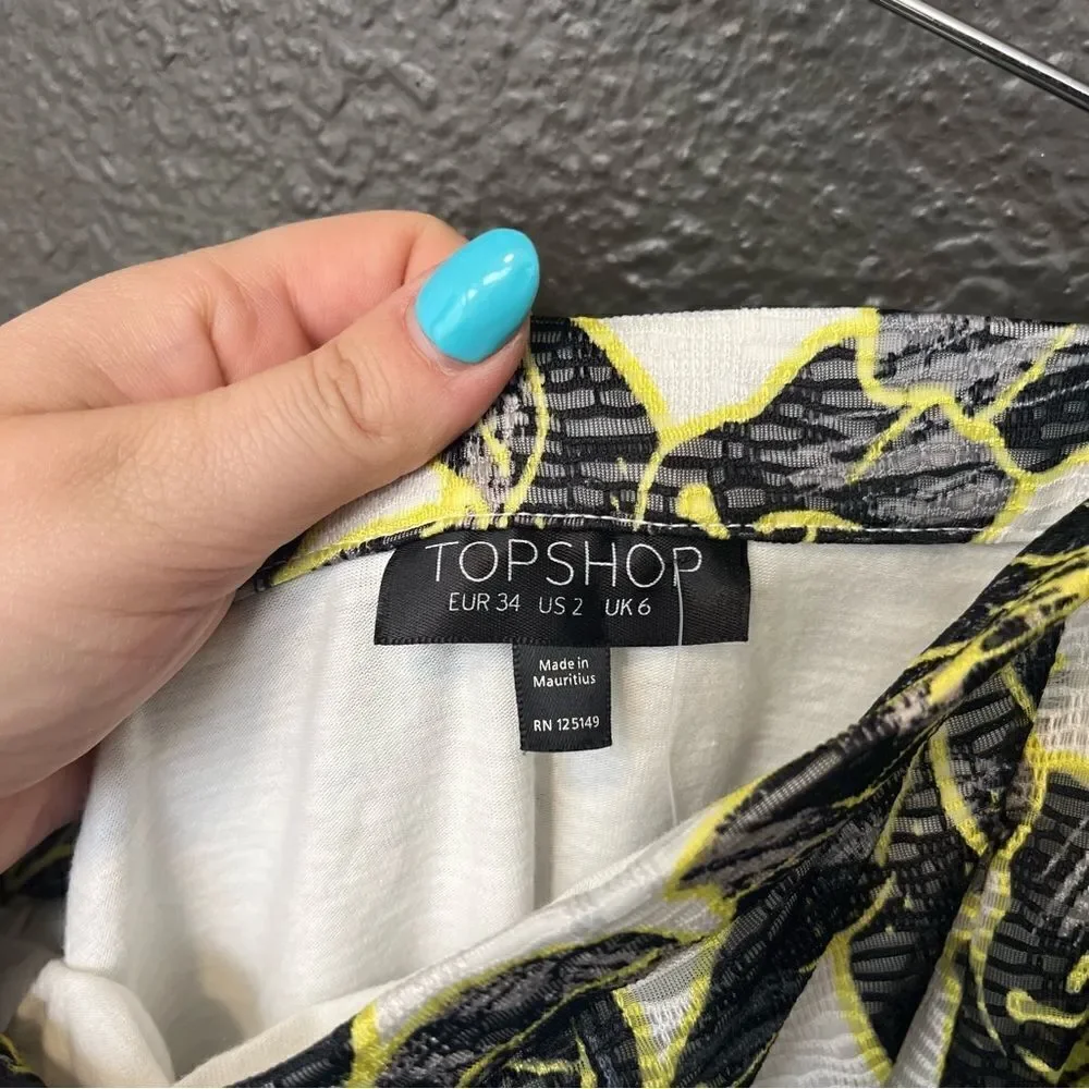 Topshop Outline Hibiscus Maxi Skirt with Front Split NWT US 2